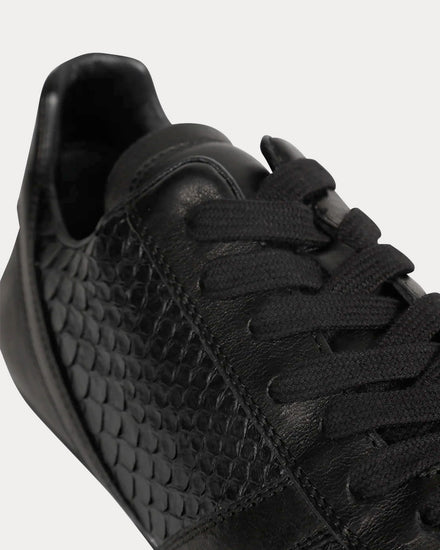Rick Owens Temple Minimal Python Leather Black Low Top Sneakers - 4