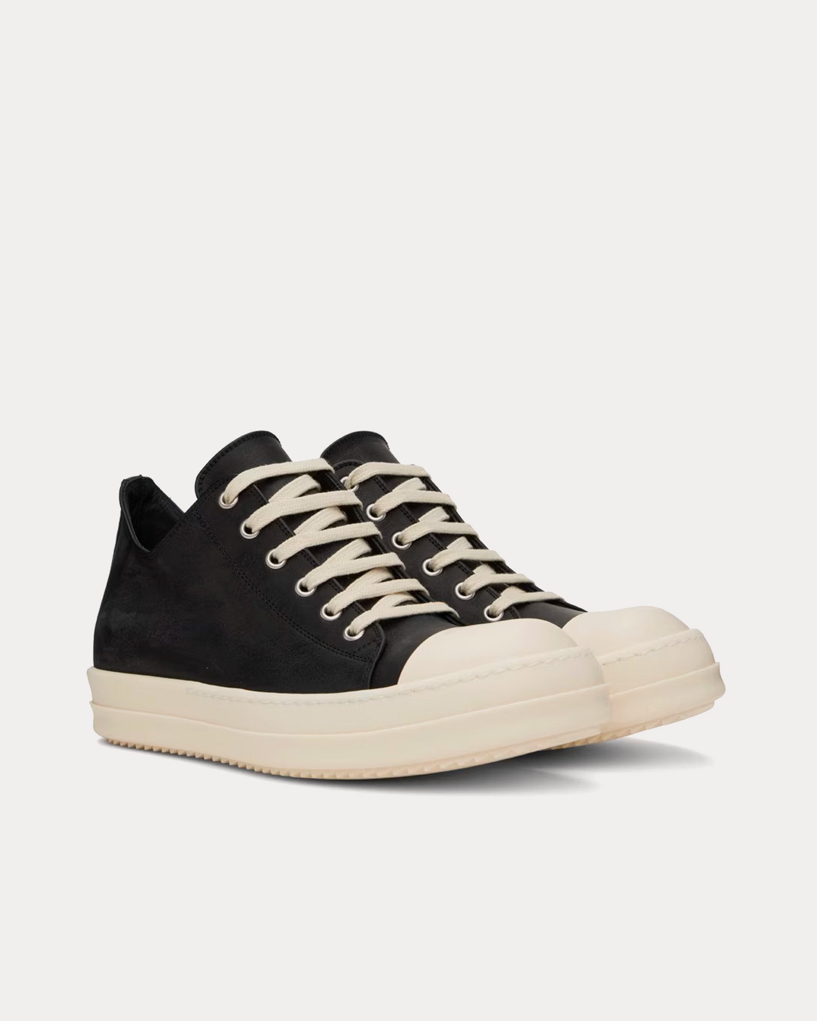 Rick Owens - Leather Black / Milk Low Top Sneakers