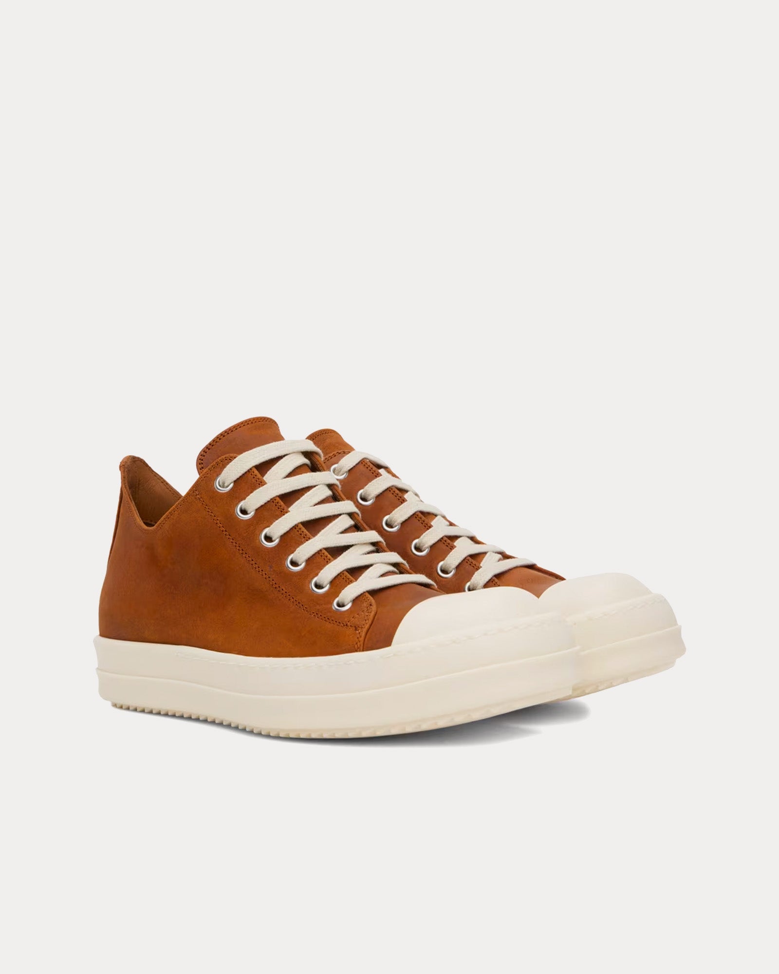 Rick Owens - Leather Clay / Milk Low Top Sneakers