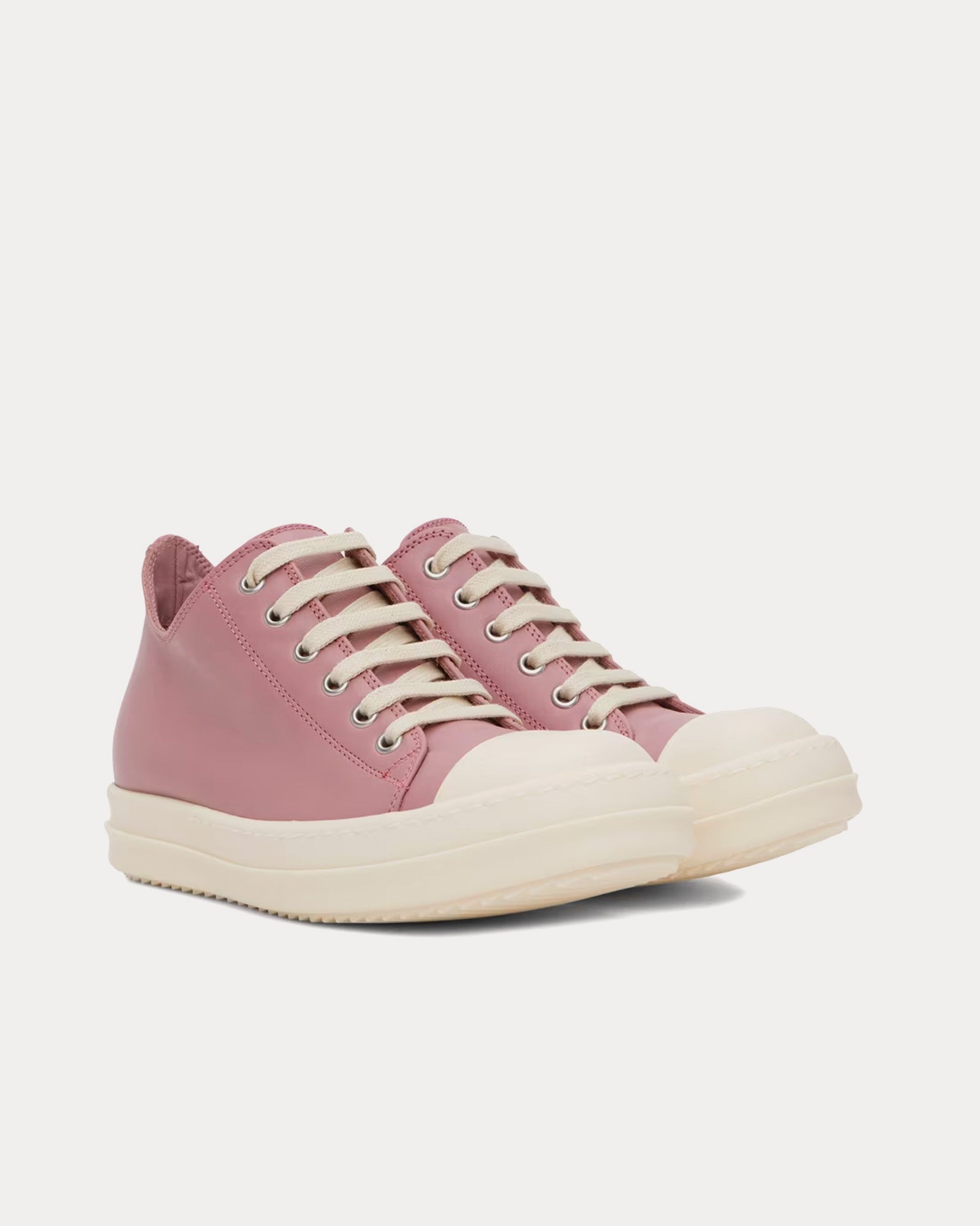 Rick Owens - Leather Dusty Pink / Milk Low Top Sneakers