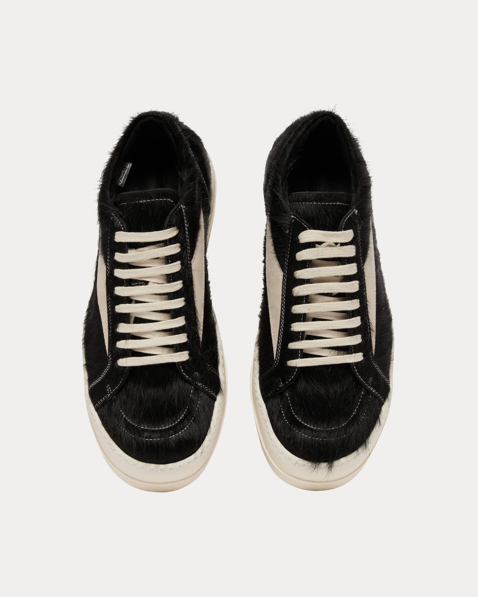 Rick Owens - Vintage Hair On Leather Black / Milk / Milk Low Top Sneakers