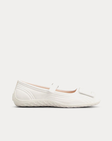 Roger Vivier Viv Low Mary Janes in Leather White Slip Ons