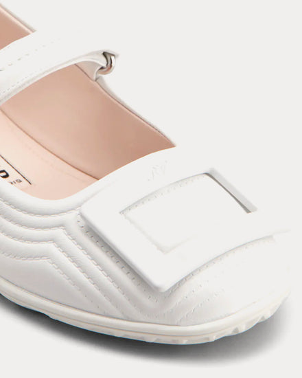 Roger Vivier Viv Low Mary Janes in Leather White Slip Ons - 2