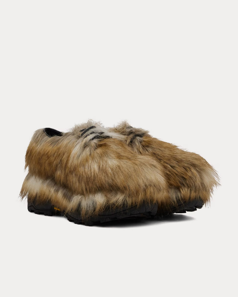 Sacai Faux-Fur Beige Derbys - 2