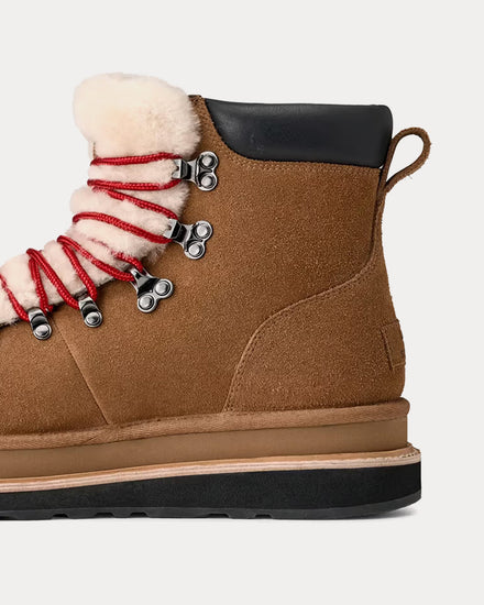 UGG x Sacai Suede & Shearling Chestnut Hiking Boots - 4