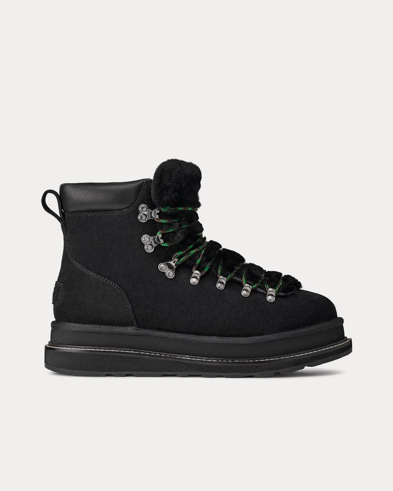 UGG x Sacai Suede & Shearling Black Hiking Boots - 1