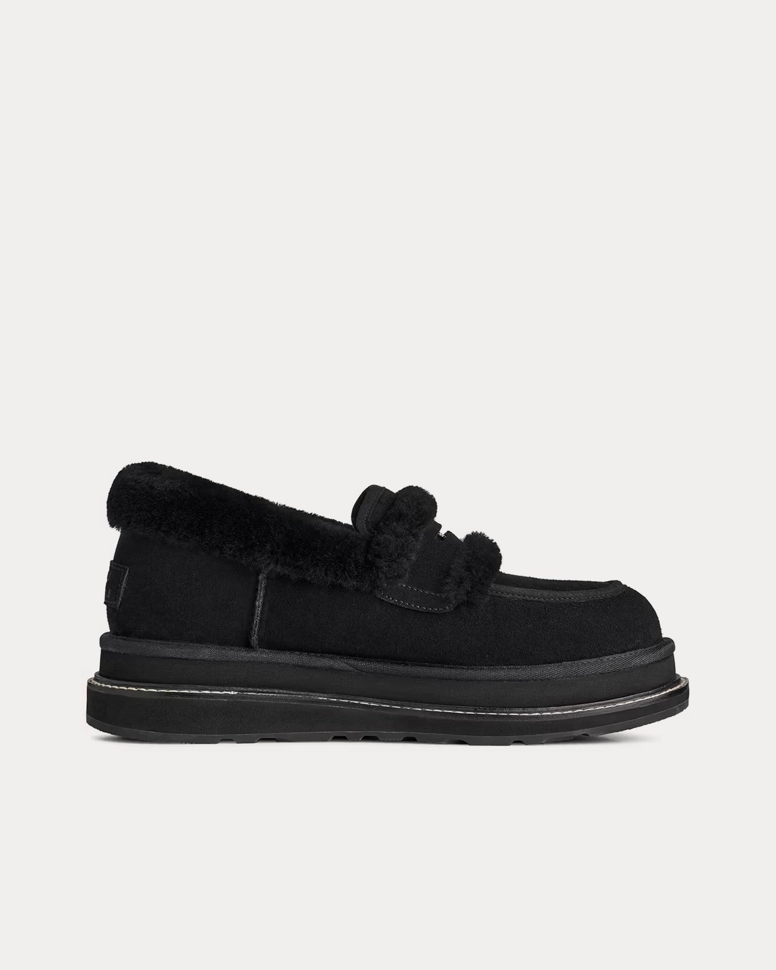 UGG x Sacai Unisex Suede & Shearling Black Loafers