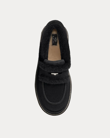 UGG x Sacai Suede & Shearling Black Loafers - 2