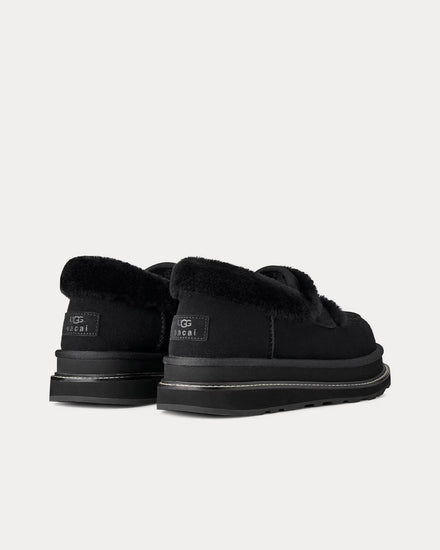 UGG x Sacai Suede & Shearling Black Loafers - 4