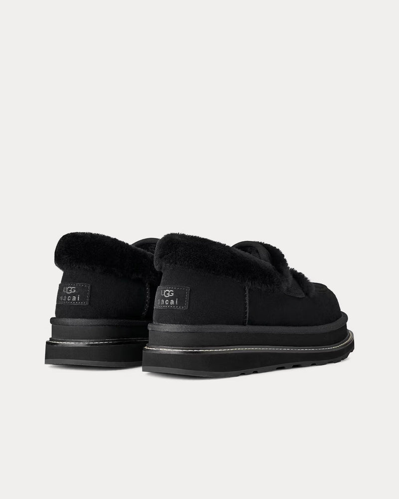 UGG x Sacai Suede & Shearling Black Loafers - 4