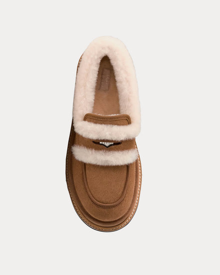 UGG x Sacai Suede & Shearling Chestnut Loafers - 2