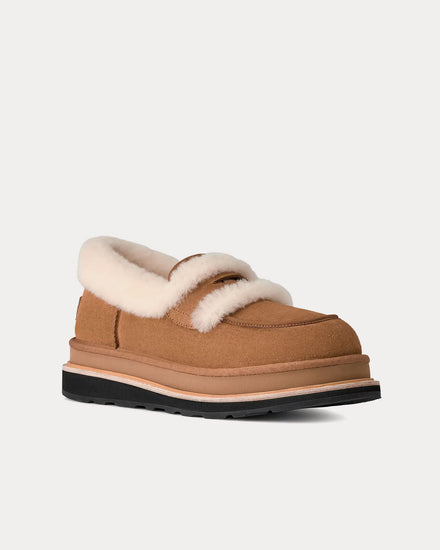 UGG x Sacai Suede & Shearling Chestnut Loafers - 3