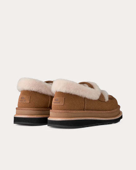 UGG x Sacai Suede & Shearling Chestnut Loafers - 4