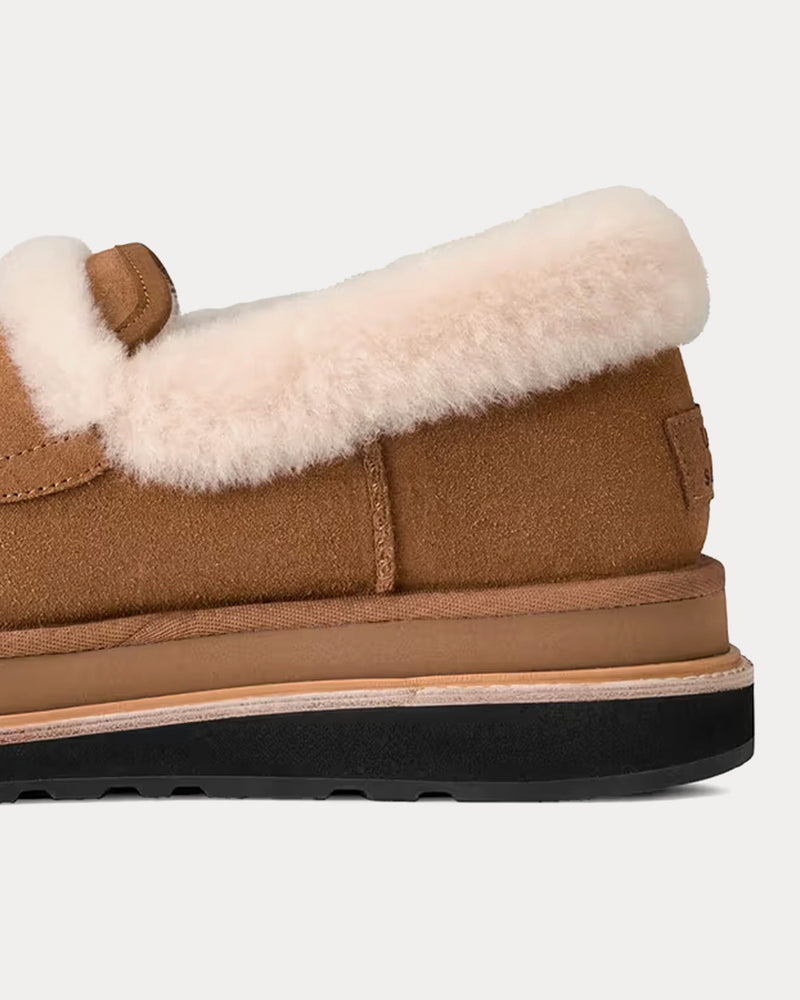 UGG x Sacai Suede & Shearling Chestnut Loafers - 5