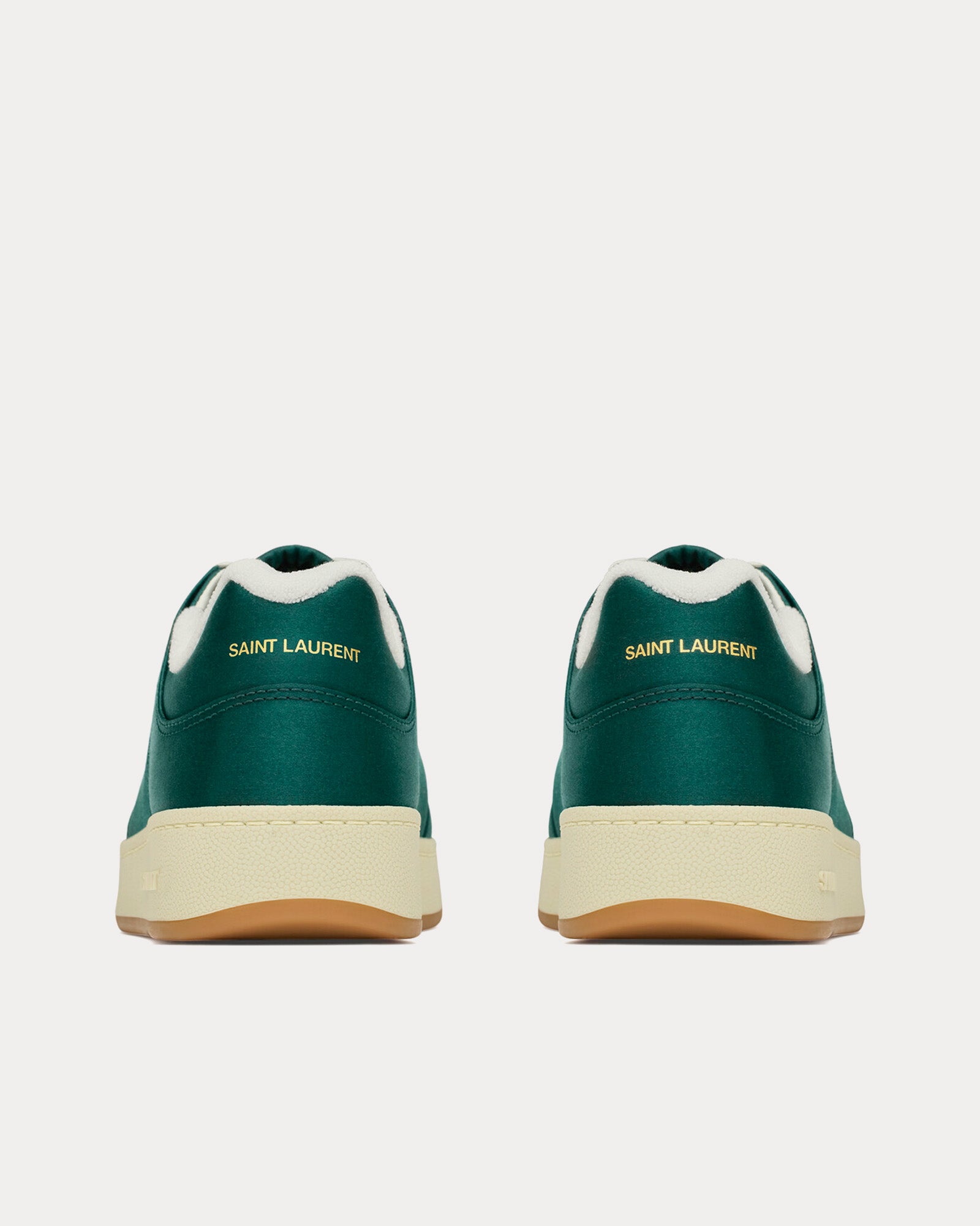 Saint Laurent - SL/61 Satin Crepe Bottle Green / White / Honey Low Top Sneakers