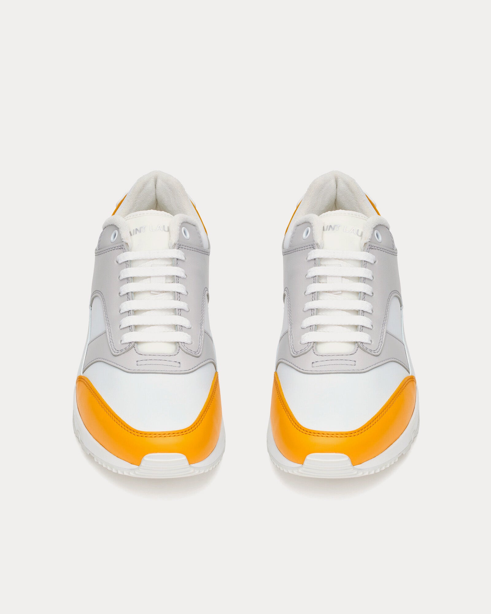 Saint Laurent - Bump Smooth Leather White / Yellow Low Top Sneakers