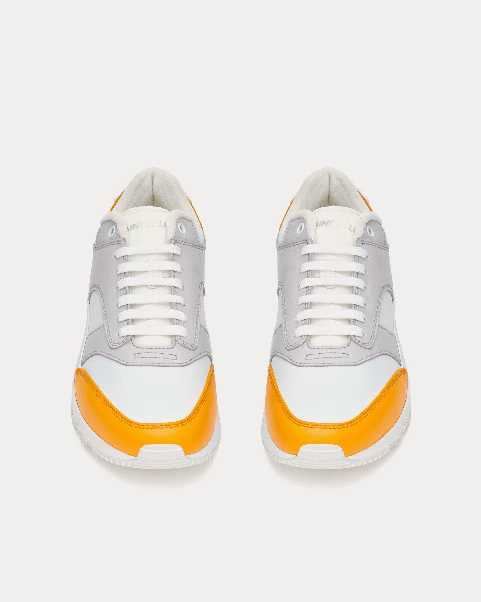 Saint Laurent - Bump Smooth Leather White / Yellow Low Top Sneakers