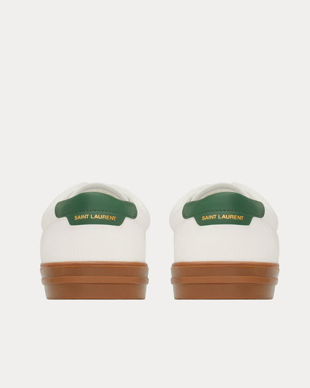 Saint Laurent Club Canvas & Leather Blanc Optique / Dark Basil Low Top Sneakers - 3