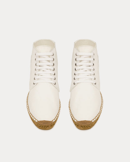Saint Laurent Damon Espadrilles Canvas Off-White High Top Sneakers - 2