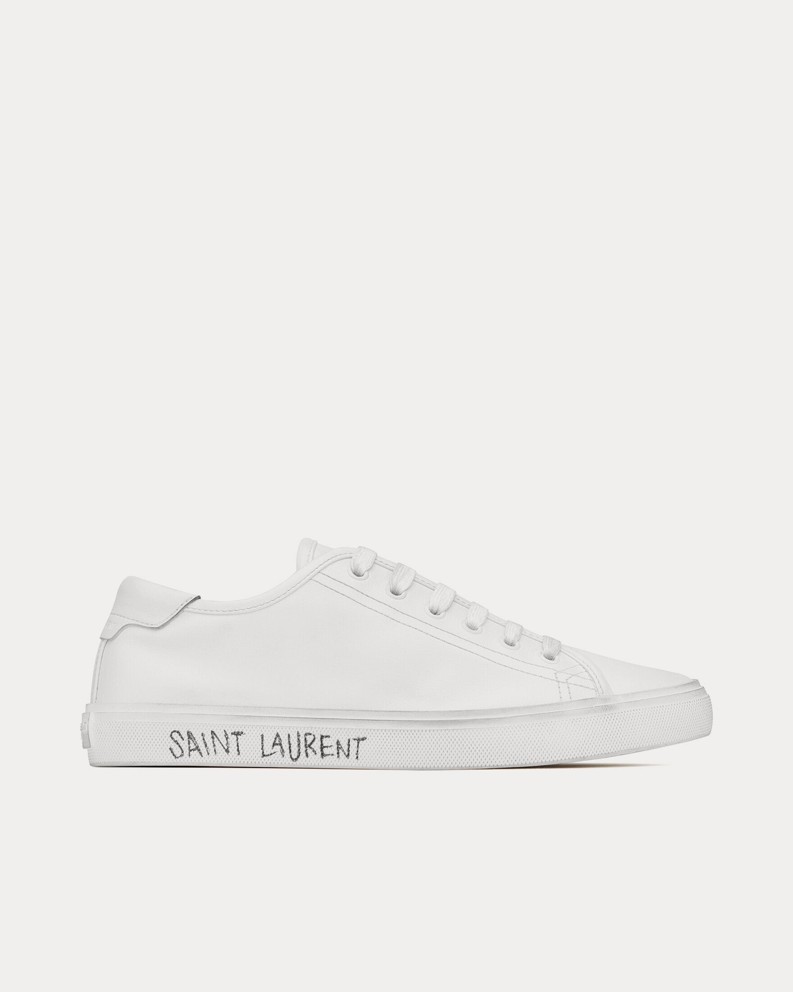 Saint Laurent - Malibu Smooth Leather Optic White Low Top Sneakers