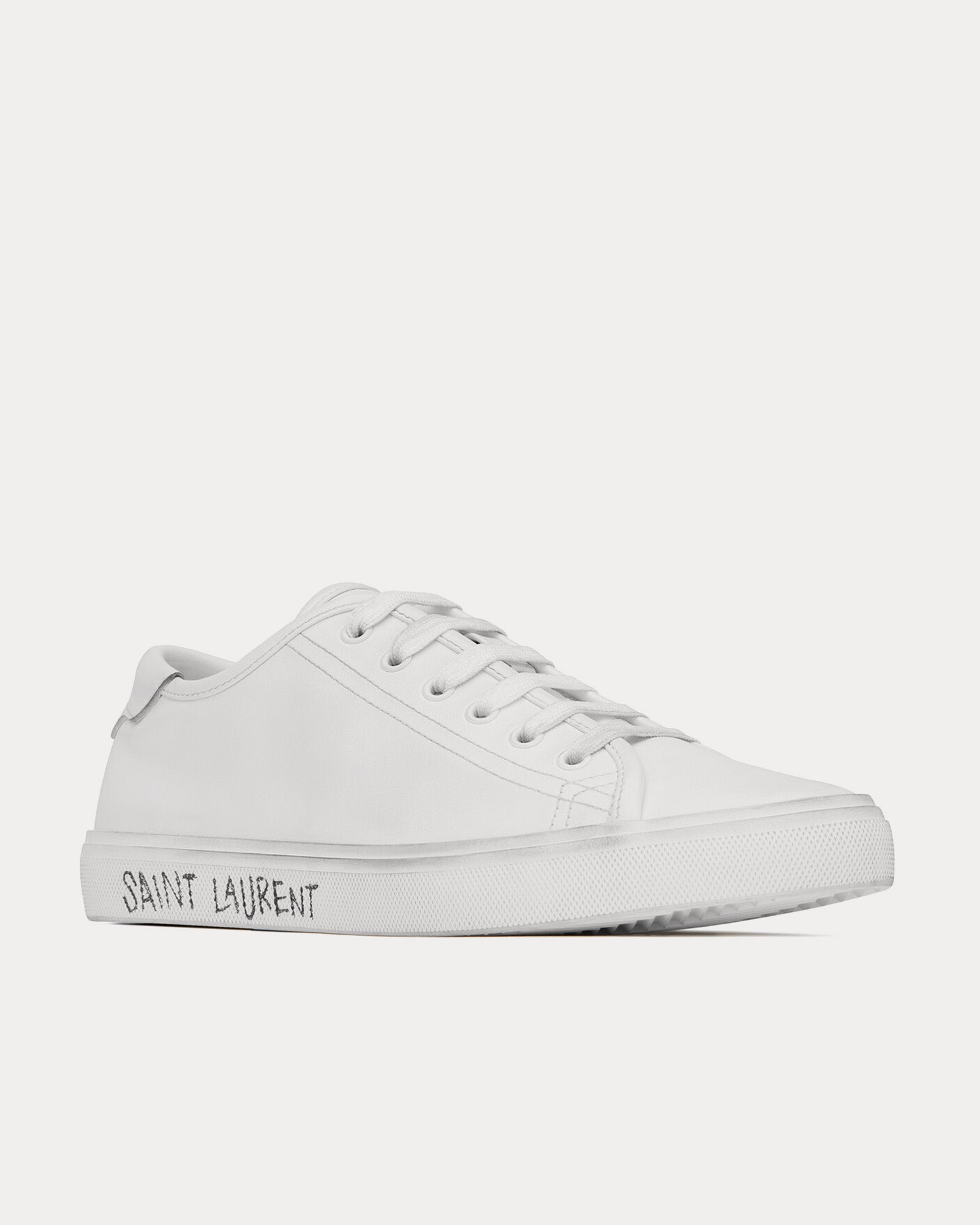 Saint Laurent - Malibu Smooth Leather Optic White Low Top Sneakers
