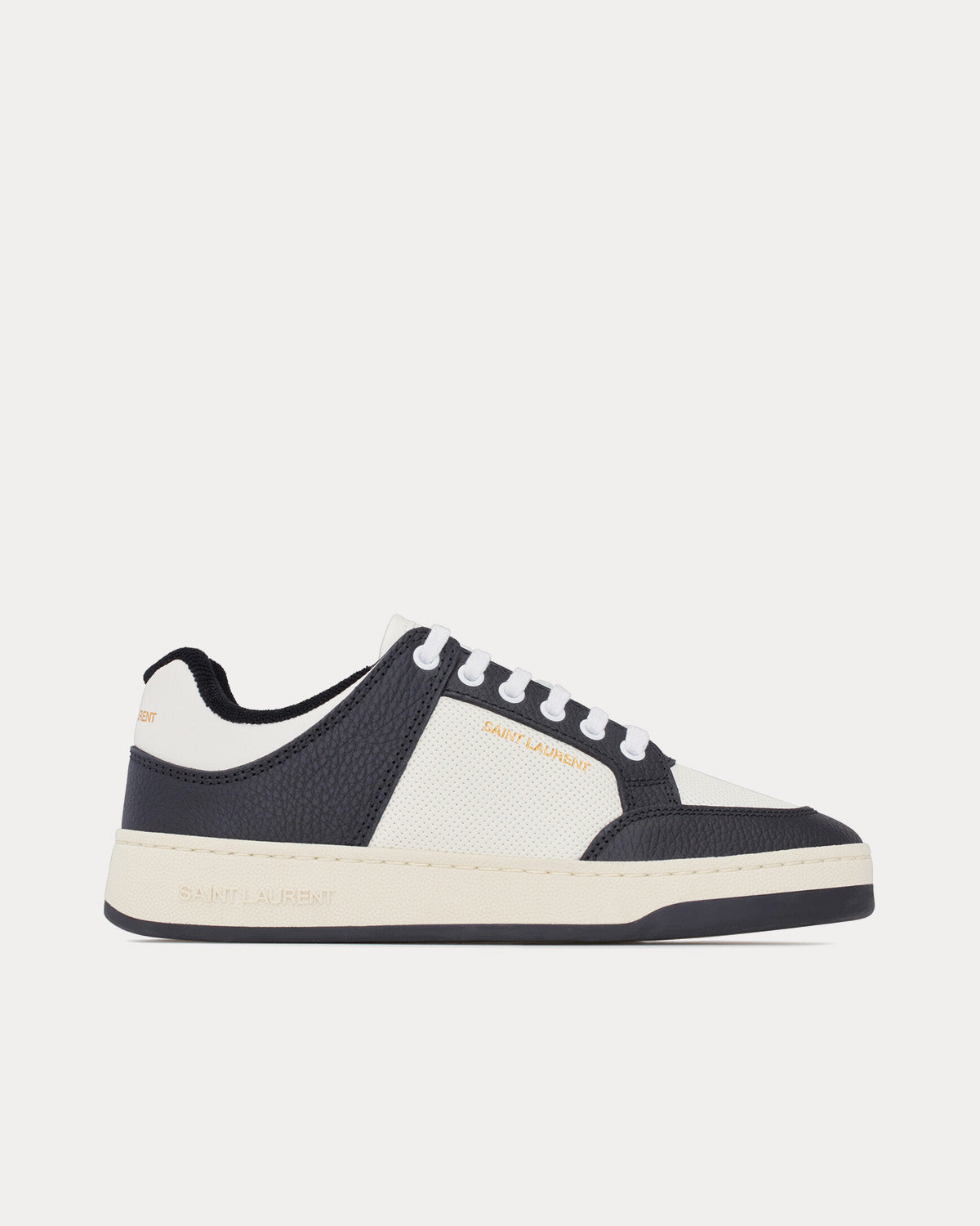 Saint Laurent - SL/61 Smooth & Grained Leather White / Black Low Top Sneakers