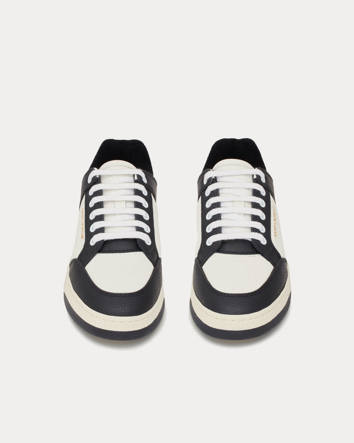 Saint Laurent - SL/61 Smooth & Grained Leather White / Black Low Top Sneakers
