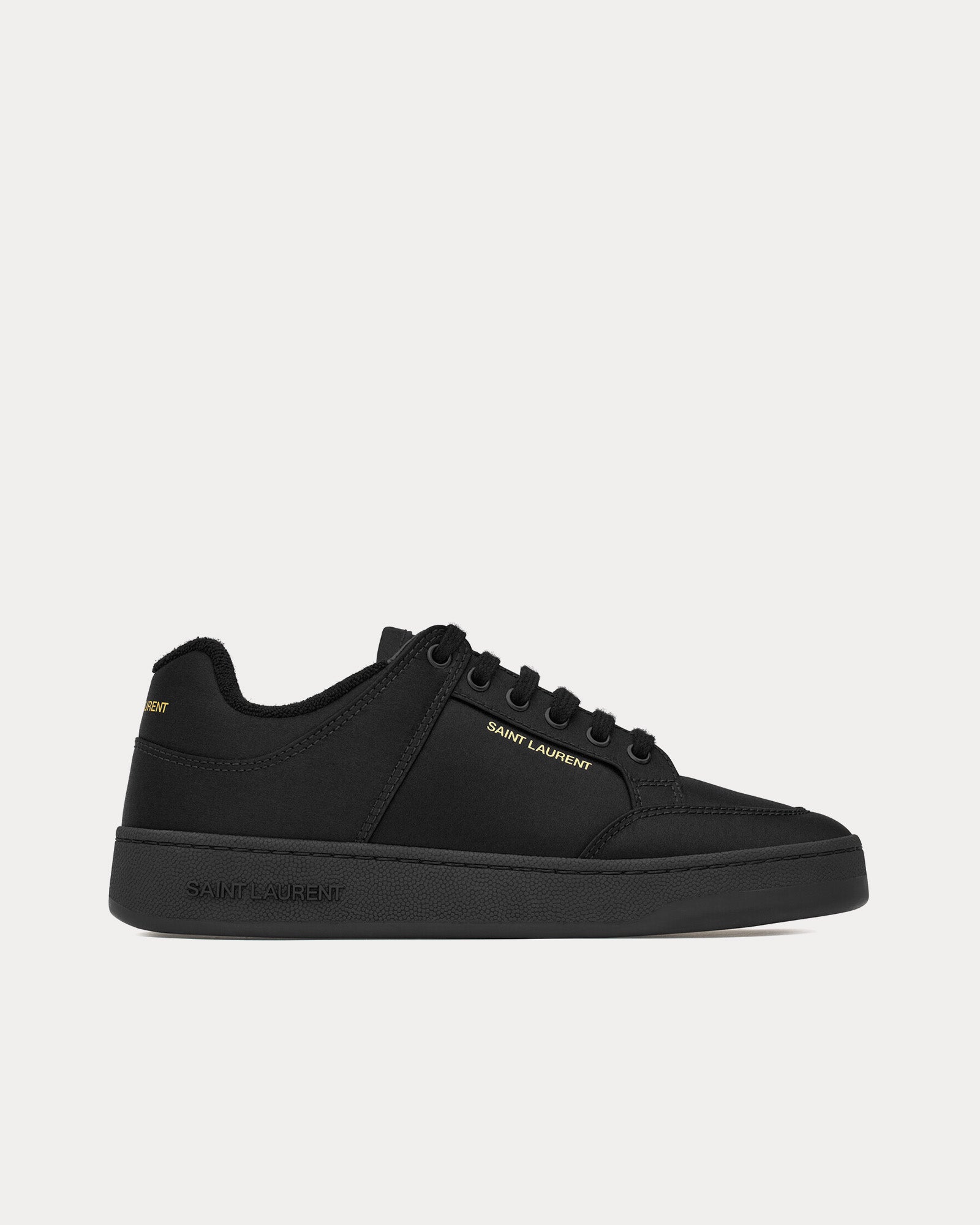 ドゥロワーSaint Laurent ブラック フラットシューズ Saint Laurent Women's SL/61 Satin Crepe Black Low Top Sneakers