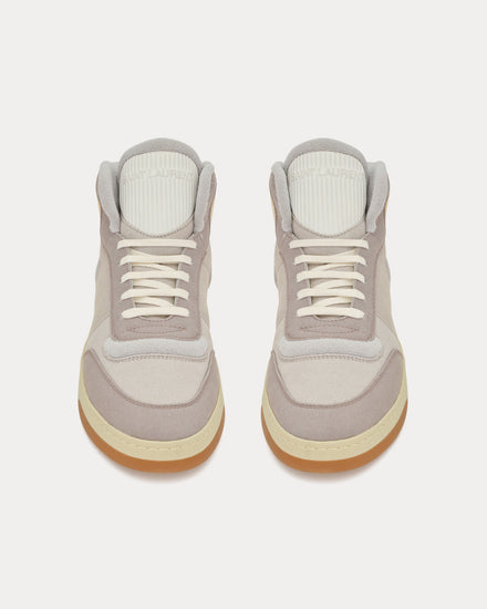 Saint Laurent SL/80 Leather & Canvas Cloud Grey Mid Top Sneakers - 2