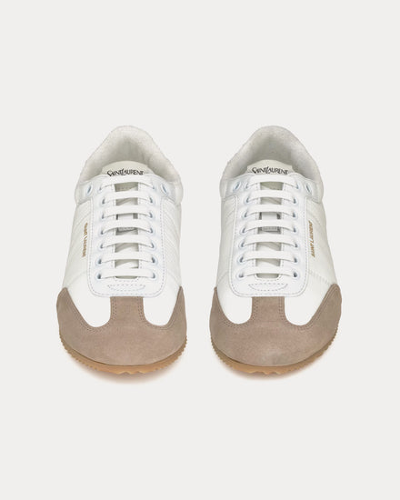 Saint Laurent Aston Leather & Nylon White / Grey / Emerald Low Top Sneakers - 2