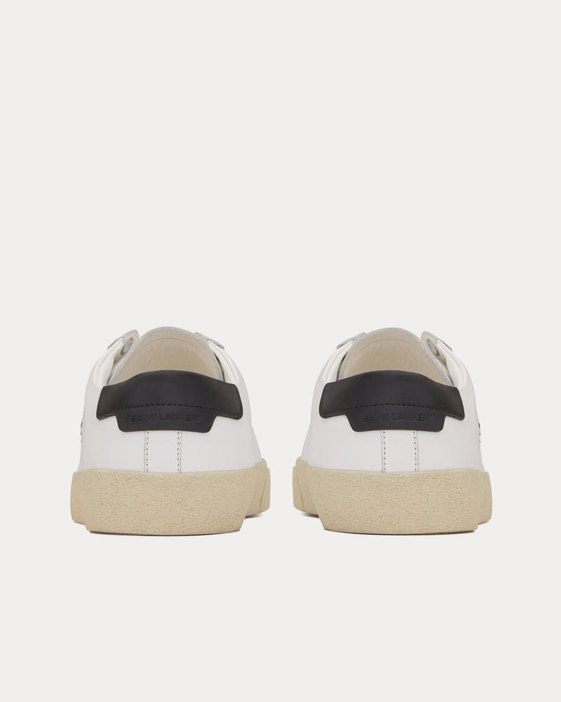 Saint Laurent SL/06 Court Classic Embroidered Smooth Leather Optic White Low Top Sneakers - 3