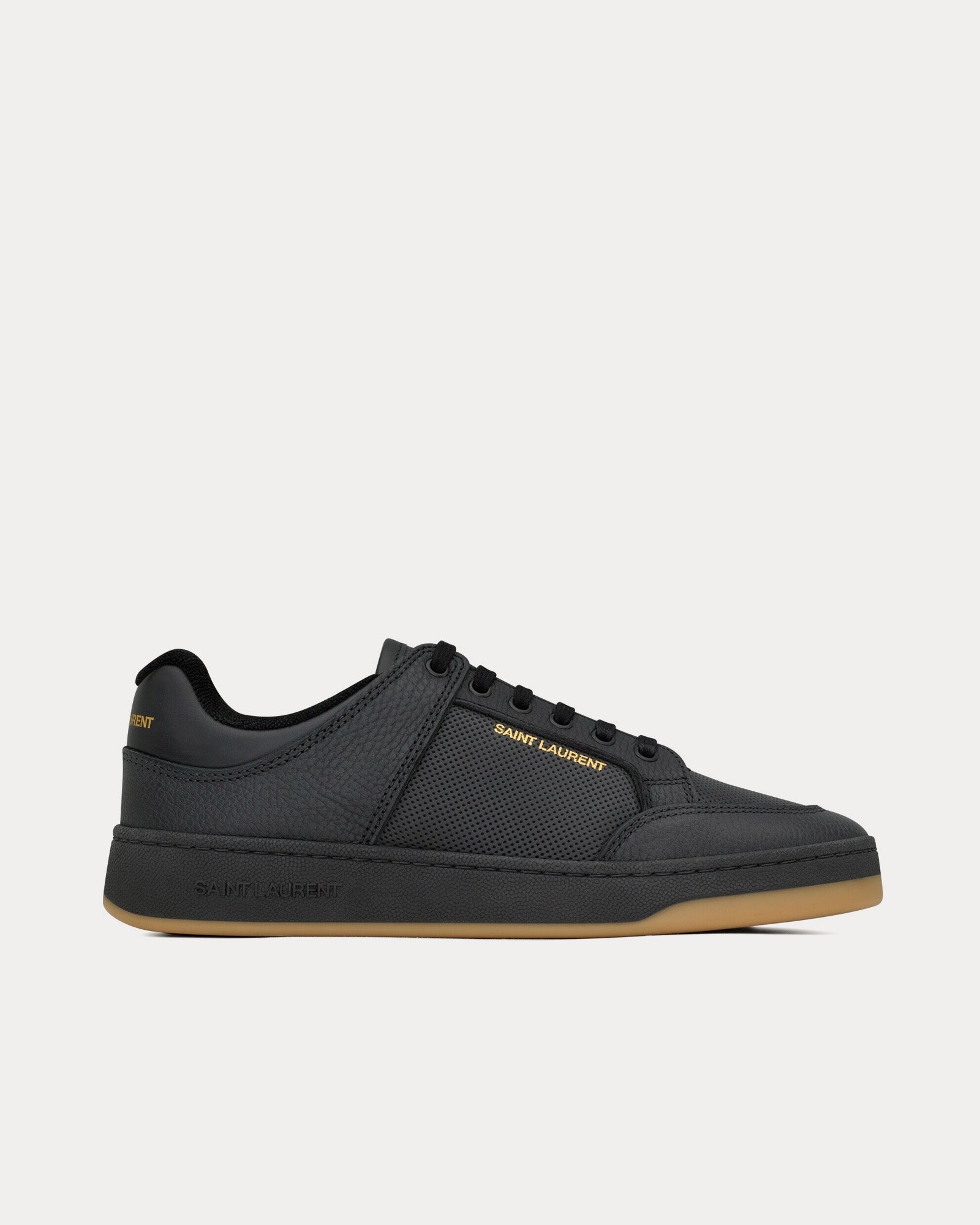 Saint Laurent Men's SL/61 Perforated Leather Noir Low Top Sneakers