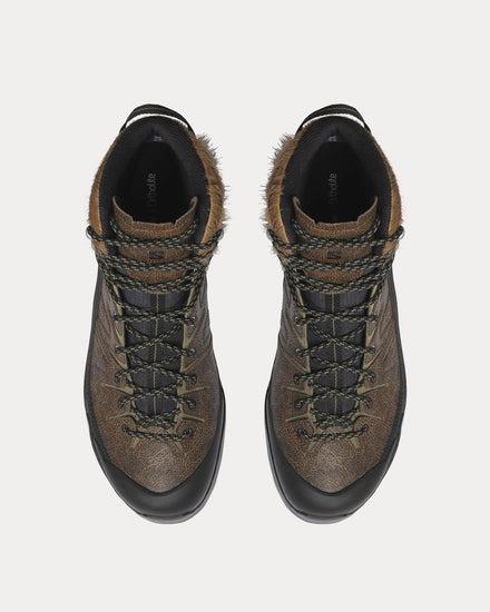 Salomon X-Alp Mid 'Distressed Leather' Gore-Tex Dark Earth / Black / Deep Lichen Green Boots - 2