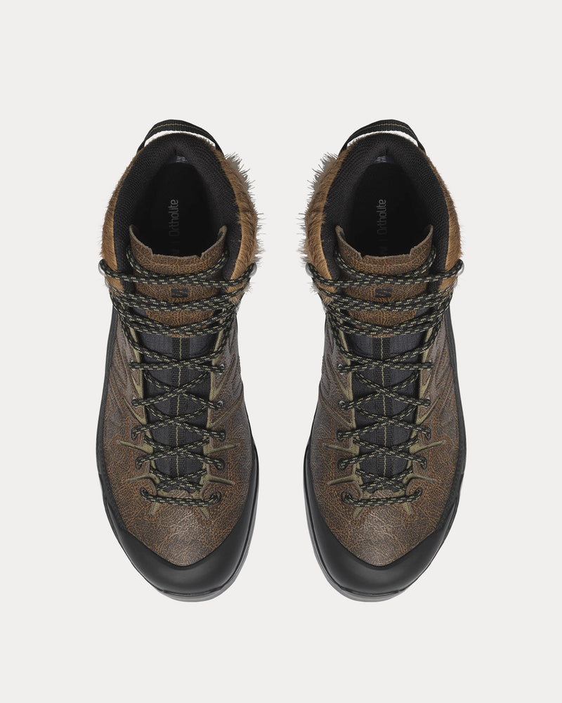 Salomon X-Alp Mid 'Distressed Leather' Gore-Tex Dark Earth / Black / Deep Lichen Green Boots - 2