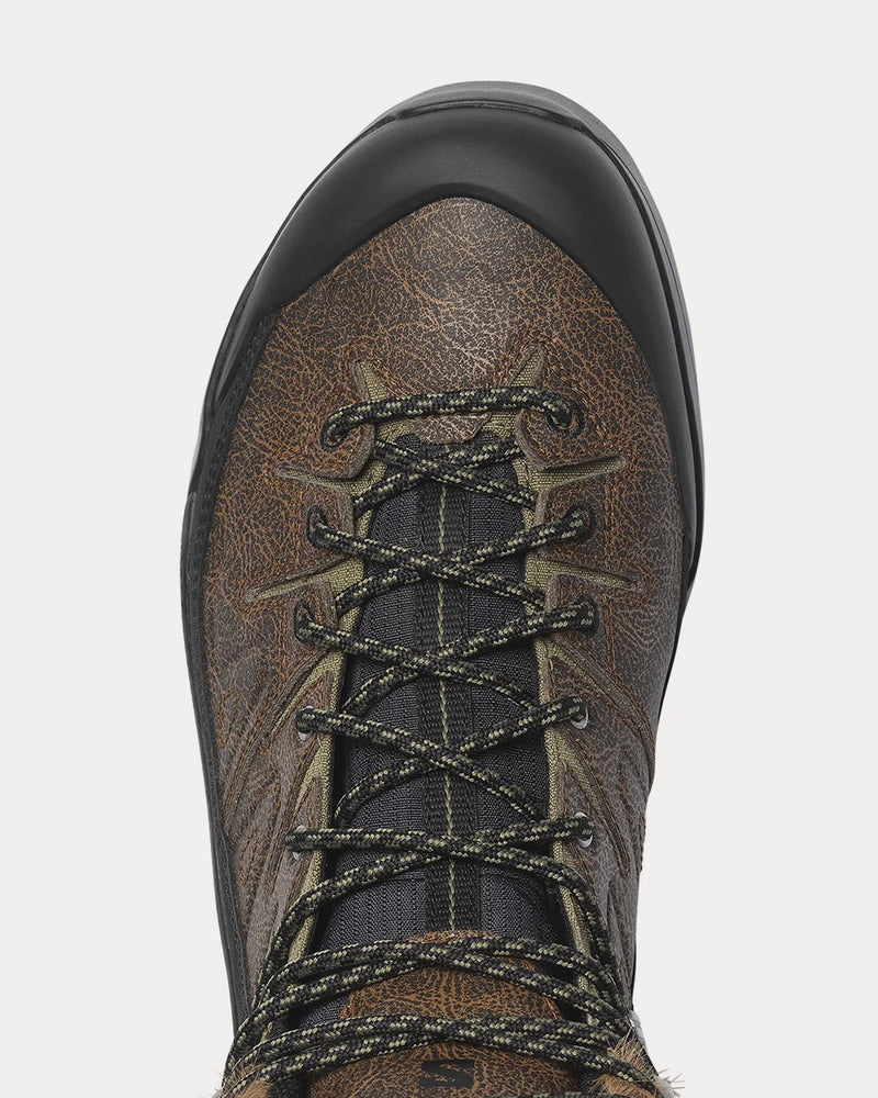 Salomon X-Alp Mid 'Distressed Leather' Gore-Tex Dark Earth / Black / Deep Lichen Green Boots - 4
