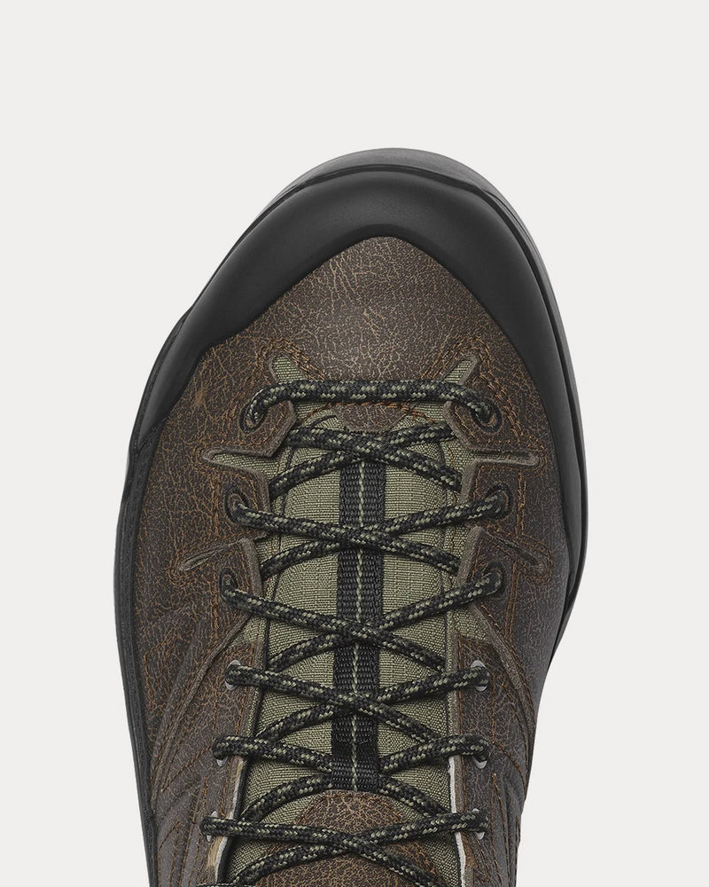 Salomon X-Alp Low 'Distressed Leather' Dark Earth / Black / Deep Lichen Green Low Top Sneakers - 4