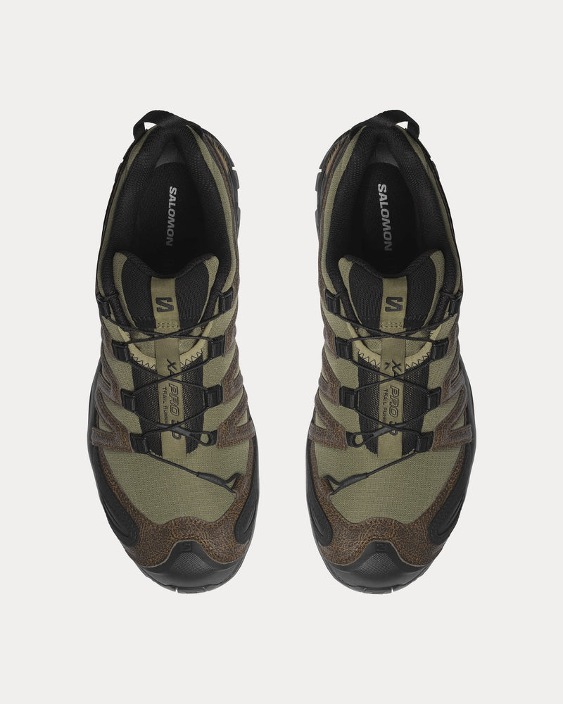 Salomon XA Pro 3D 'Distressed Leather' Dark Earth / Black / Deep Lichen Green Low Top Sneakers - 2