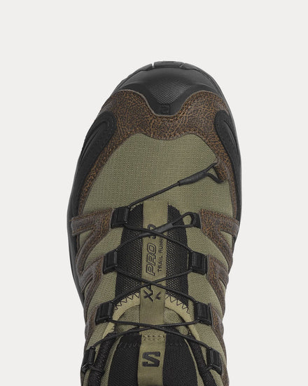 Salomon XA Pro 3D 'Distressed Leather' Dark Earth / Black / Deep Lichen Green Low Top Sneakers - 4