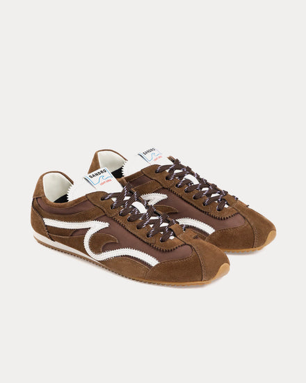 Sandro Light Wave Suede & Nylon Brown Low Top Sneakers - 3