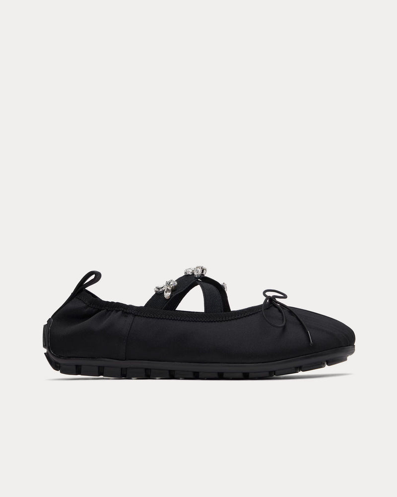 Simone Rocha Embellished Ballerina Grip Black Slip Ons - 1