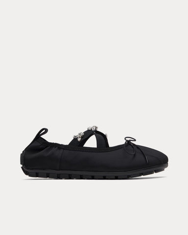 Simone Rocha Embellished Ballerina Grip Black Slip Ons