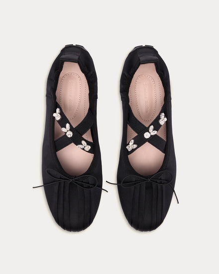 Simone Rocha Embellished Ballerina Grip Black Slip Ons - 2