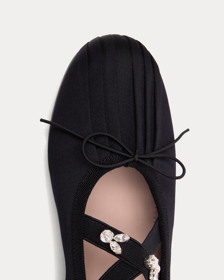 Simone Rocha Embellished Ballerina Grip Black Slip Ons - 4