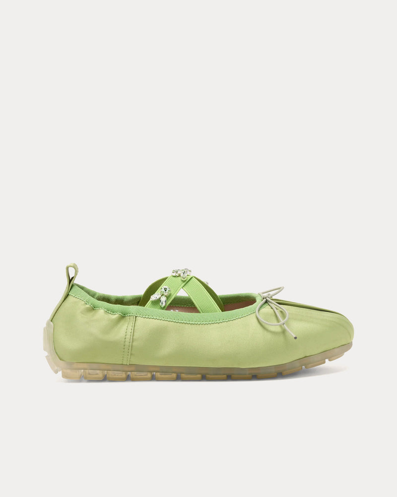 Simone Rocha Embellished Ballerina Grip Matcha Mint Slip Ons - 1