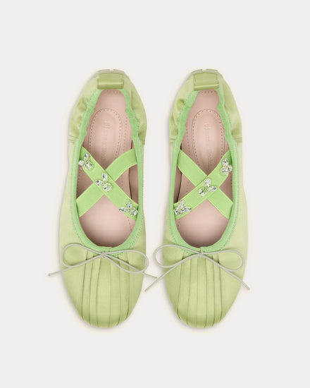 Simone Rocha Embellished Ballerina Grip Matcha Mint Slip Ons - 2