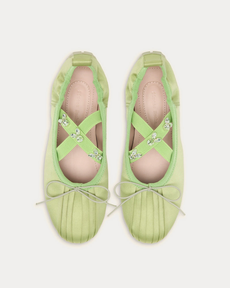 Simone Rocha Embellished Ballerina Grip Matcha Mint Slip Ons - 2