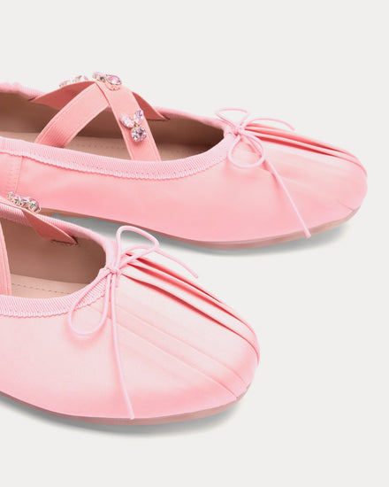 Simone Rocha Embellished Ballerina Grip Pink Slip Ons - 3