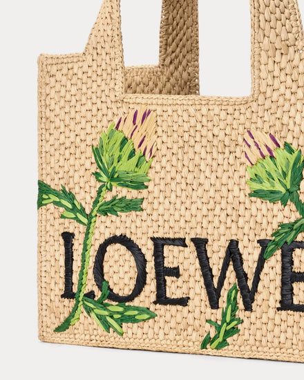Loewe x Paula's Ibiza Small LOEWE Font Raffia 'Artichoke Flowers' Tote Bag - 3