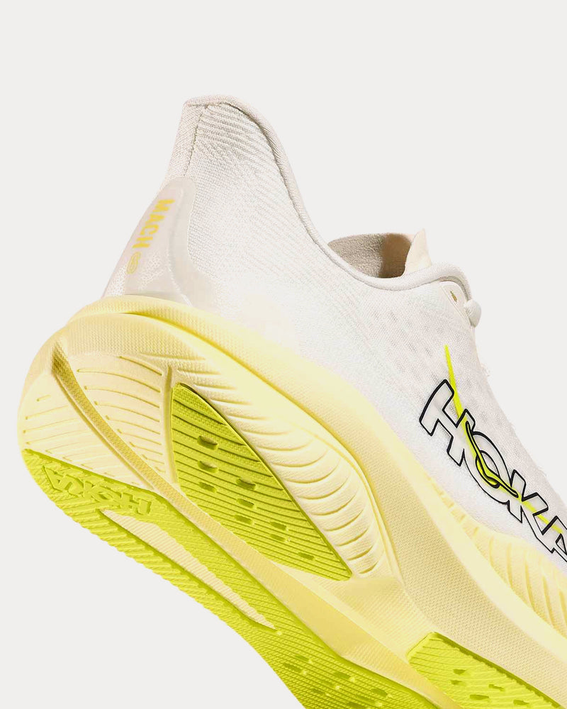 HOKA Women's Mach White Neon Hoka Yellow Running Shoes