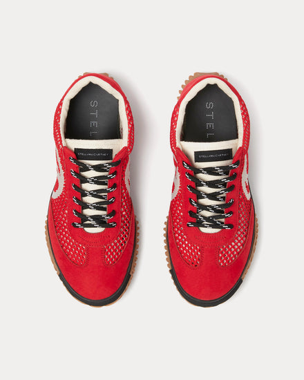 Stella McCartney S-Wave Sport Mesh Panelled Lipstick Red Low Top Sneakers - 2